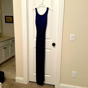 Navy blue sequin long gown. Size medium